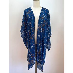 LC Lauren Conrad Meadow Ditsy Kimono -Blue Teal Floral One Size - New